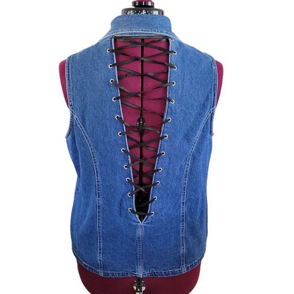 Atlast Plus Denim Lace-Up Vest (Size 1X) - Picture 4 of 6
